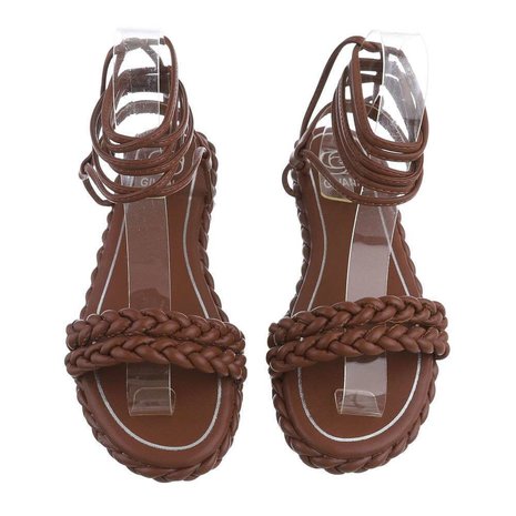 Dames sandalen met touwtjes - bruin
