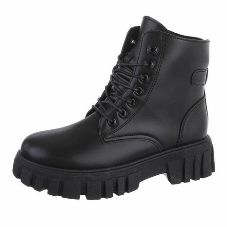 Dames veterboots / laarsjes met veters - zwart