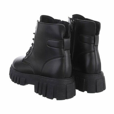 Dames veterboots / laarsjes met veters - zwart