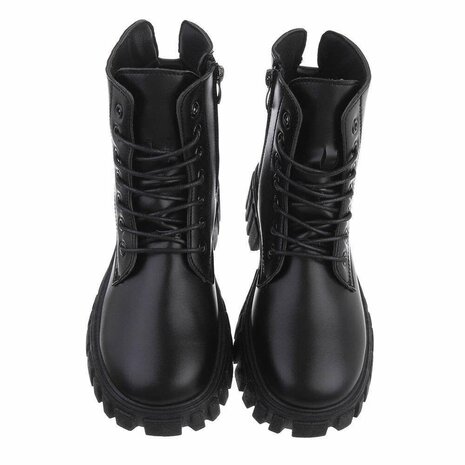 Dames veterboots / laarsjes met veters - zwart