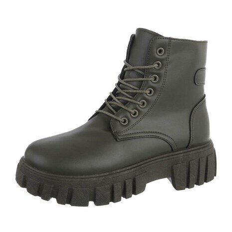 Dames veterboots / laarsjes met veters - groen