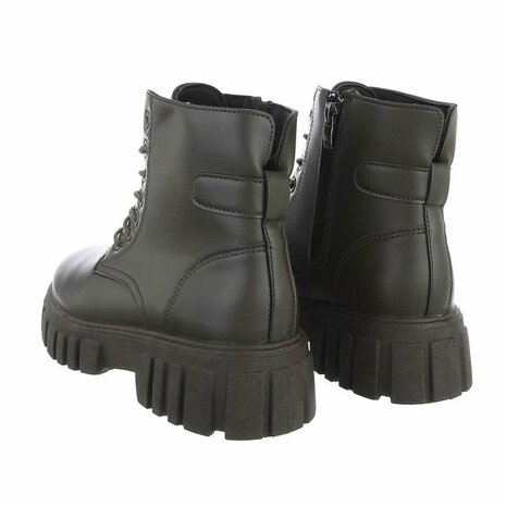 Dames veterboots / laarsjes met veters - groen