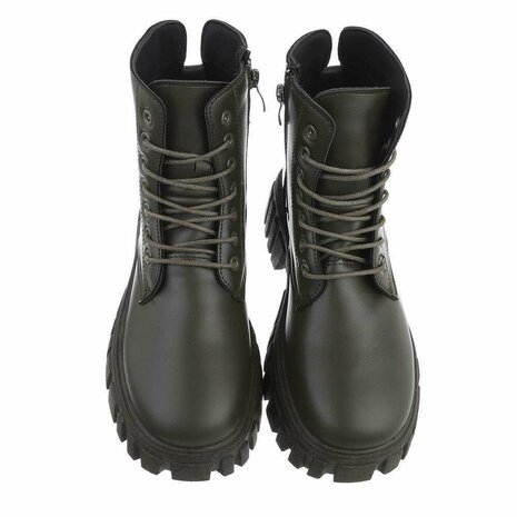 Dames veterboots / laarsjes met veters - groen