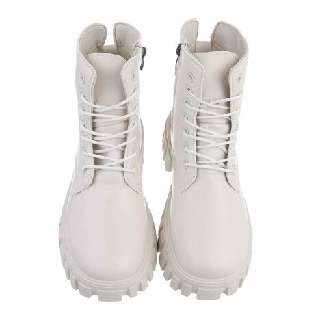 Dames veterboots / laarsjes met veters - beige