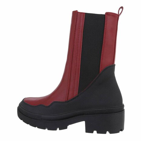 Dames kuitlaarzen / Chelsea boots - rood / zwart