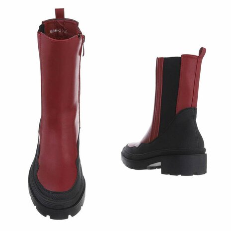 Dames kuitlaarzen / Chelsea boots - rood / zwart