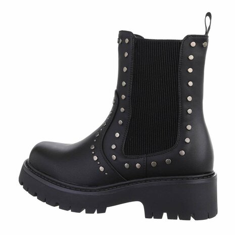 Dames enkellaarzen / Chelsea boots met studs - zwart