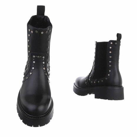 krom Medaille Coördineren Dames enkellaarzen / Chelsea boots met studs - zwart - Lunamex Jewelry &  Fashion