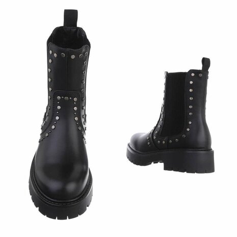 Dames enkellaarzen / Chelsea boots met studs - zwart