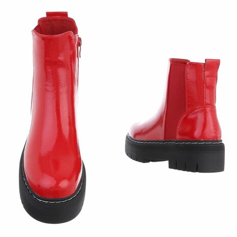 Dames enkellaarzen / Chelsea boots in lak - rood