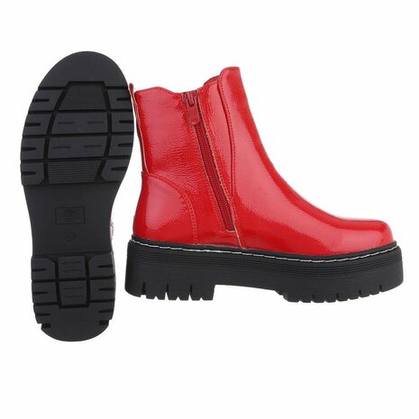 Dames enkellaarzen / Chelsea boots in lak - rood
