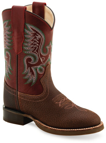Kinder western laarzen / cowboy boots echt leder - red brown