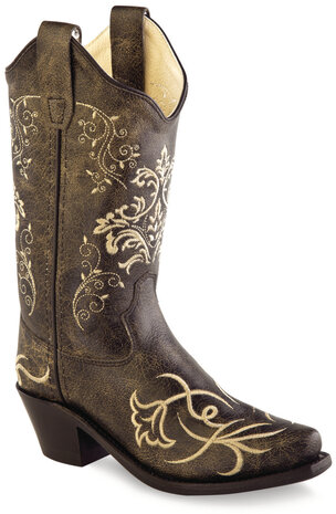 Kinder western laarzen / cowboy boots echt leder - vintage charcoal