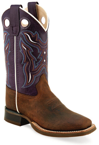 Kinder western laarzen / cowboy boots echt leder - brown violet