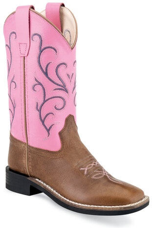 Kinder western laarzen / cowboy boots echt leder - pink tan fry