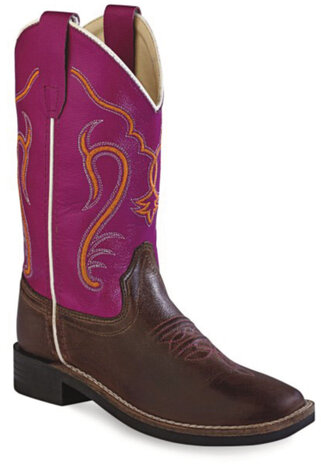 Kinder western laarzen / cowboy boots echt leder - magenta brown canyon