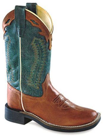 Kinder western laarzen / cowboy boots echt leder - denim blue barnwood