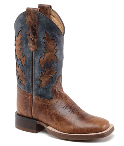 Kinder western laarzen / cowboy boots echt leder - brown blue vintage