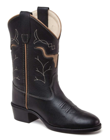 Kinder western laarzen / cowboy boots echt leder - black beige