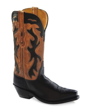 Dames western laarzen / cowboy boots echt leder - black tan