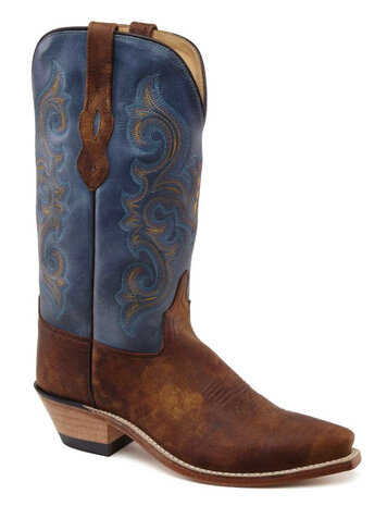 Dames western laarzen / cowboy boots echt leder - brown vintage denim blue