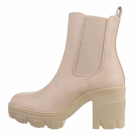 Dames enkellaarzen / chelsea boots laarsjes - beige