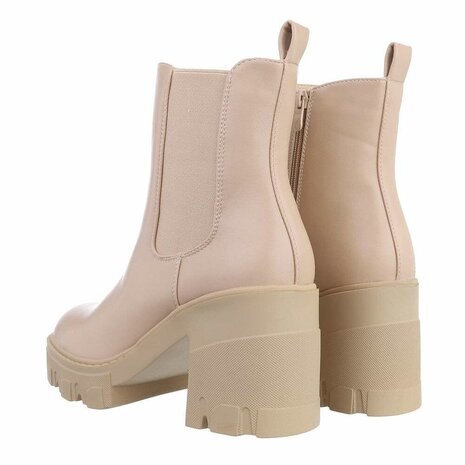 Dames enkellaarzen / chelsea boots laarsjes - beige