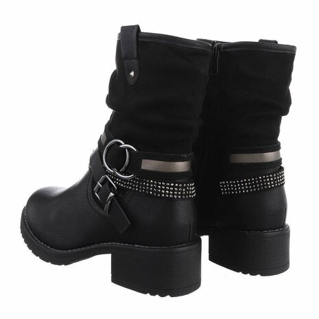 Dames enkellaarzen / biker boots laarsjes - zwart