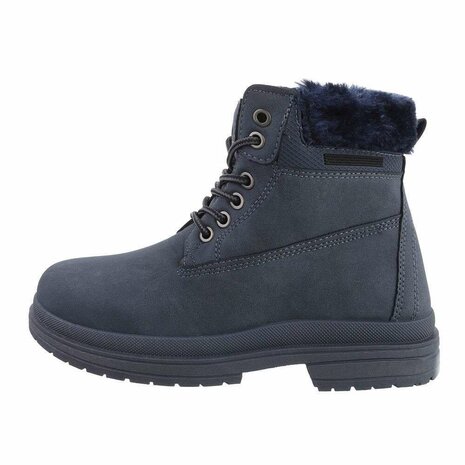 Dames veterboots / enkellaarzen met veters - blauw