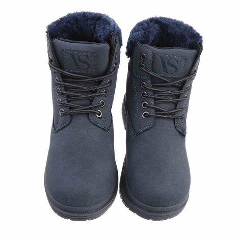 Dames veterboots / enkellaarzen met veters - blauw