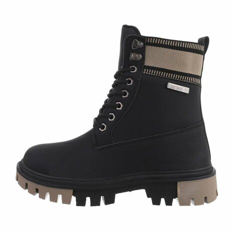 Dames veterboots / enkellaarzen met veters - zwart