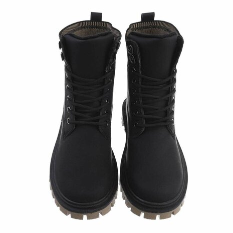 Dames veterboots / enkellaarzen met veters - zwart