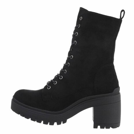 Dames veterboots / enkellaarzen met veters - zwart