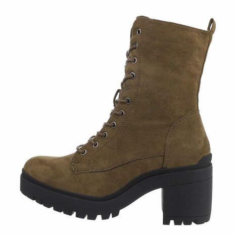 Dames veterboots / enkellaarzen met veters - groen