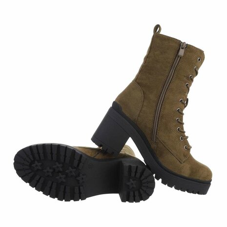 Dames veterboots / enkellaarzen met veters - groen