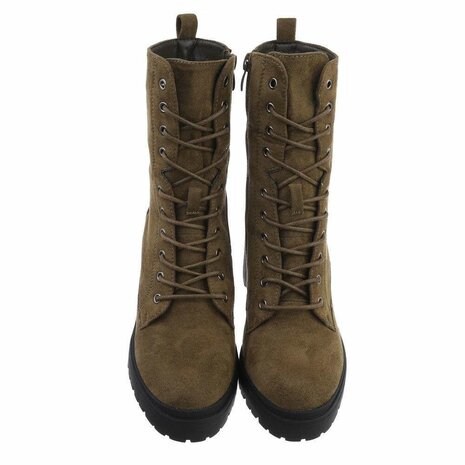 Dames veterboots / enkellaarzen met veters - groen