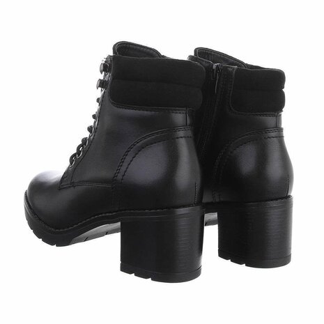 Dames veterboots / enkellaarzen met veters - zwart