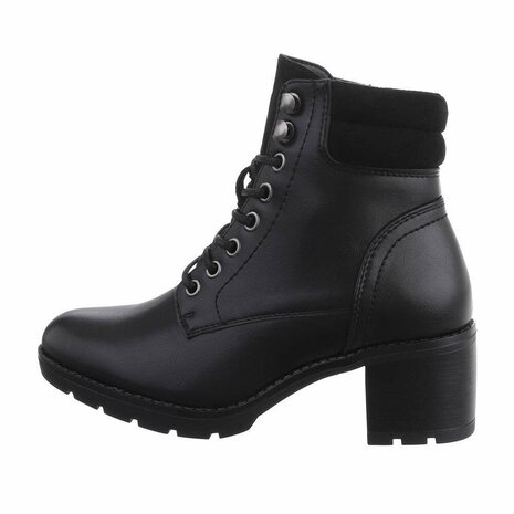 Dames veterboots / enkellaarzen met veters - zwart