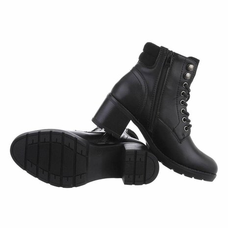 Dames veterboots / met veters - zwart - Lunamex Jewelry & Fashion