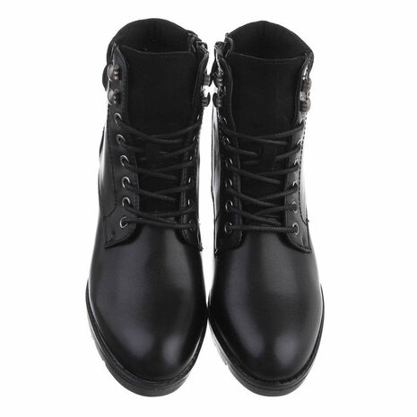 Dames veterboots / enkellaarzen met veters - zwart