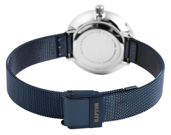 Raptor Watches dameshorloge met stalen band, Flower - blauw