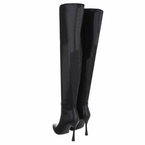 Dames overknee laarzen high heels - zwart