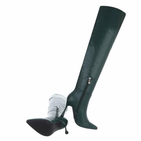 Dames overknee laarzen high heels - groen