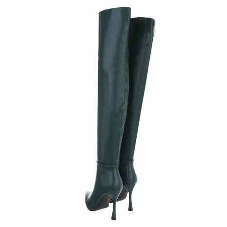 Dames overknee laarzen high heels - groen