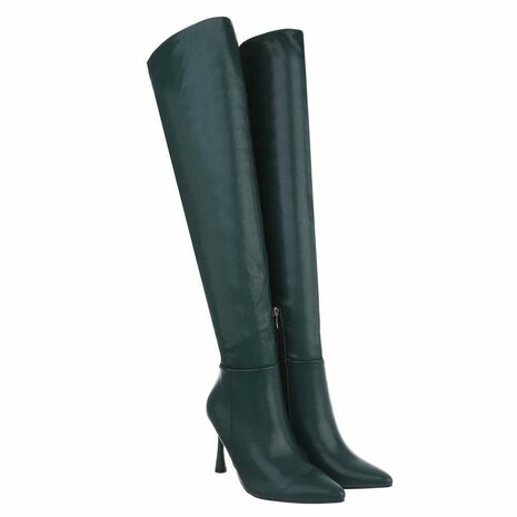 Dames overknee laarzen high heels - groen