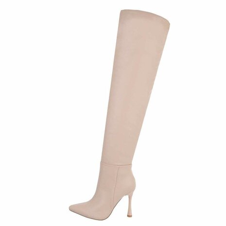 Dames overknee laarzen high heels - beige