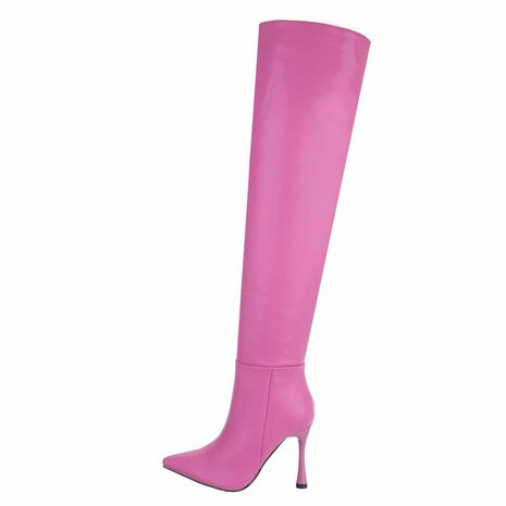 Dames overknee laarzen high heels - roze