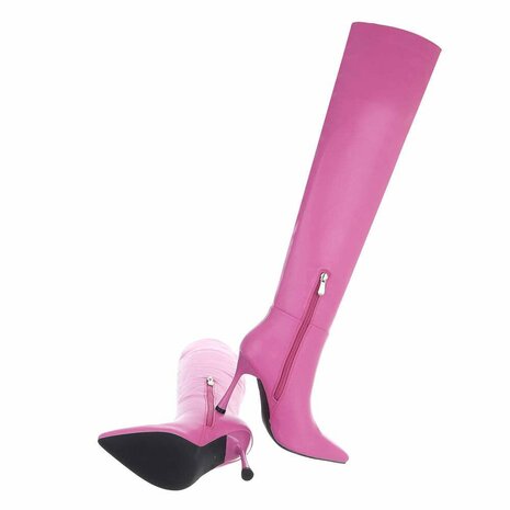 Dames overknee laarzen high heels - roze
