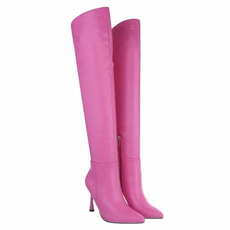 Dames overknee laarzen high heels - roze