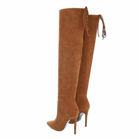 Dames overknee laarzen high heels - camel